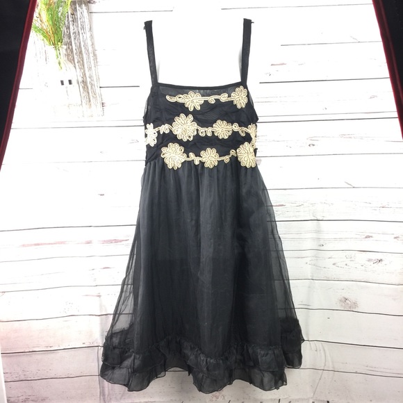 Anthropologie Dresses & Skirts - Zehavale/Anthro sheer overlay dress snap detail 4